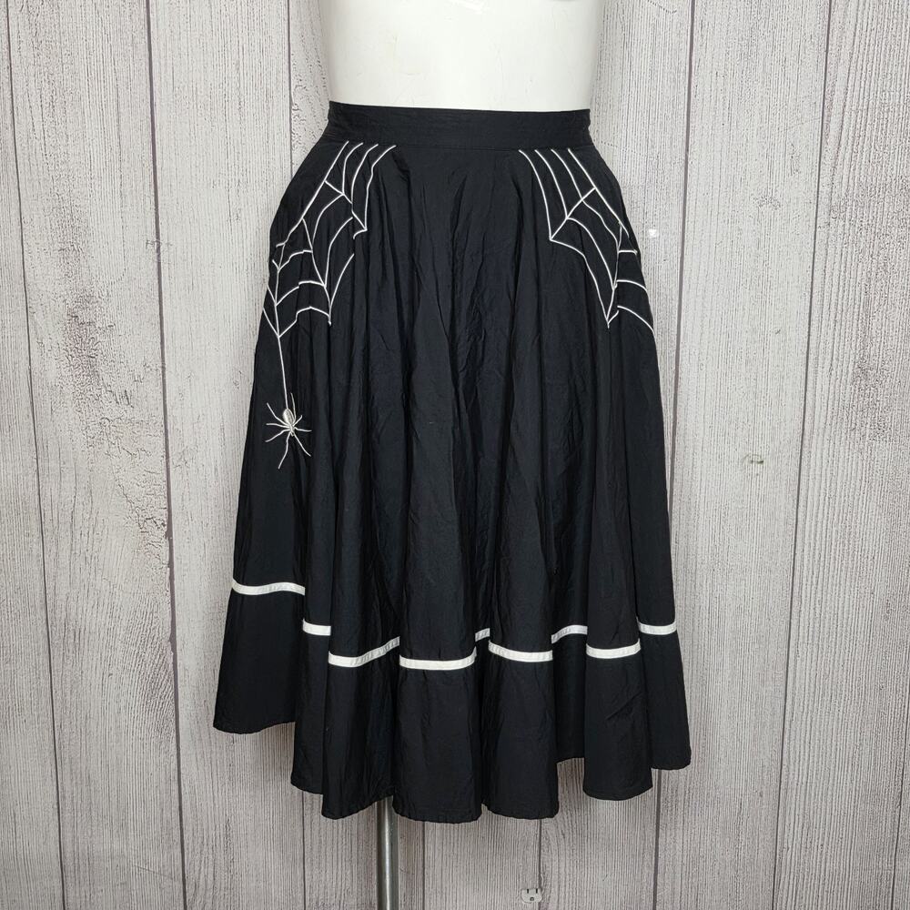 Hell Bunny Miss Muffet 50s Spiderweb Skirt Black Gothabilly Pinup, sz Large